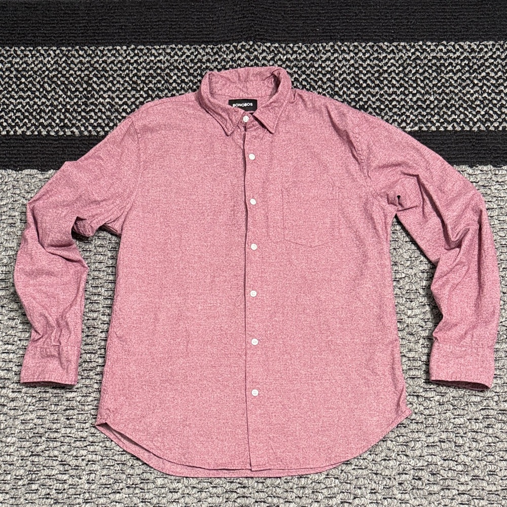 Bonobos Slim Fit Button Down Shirt Men’s Large Heathered Cotton Long Sleeve